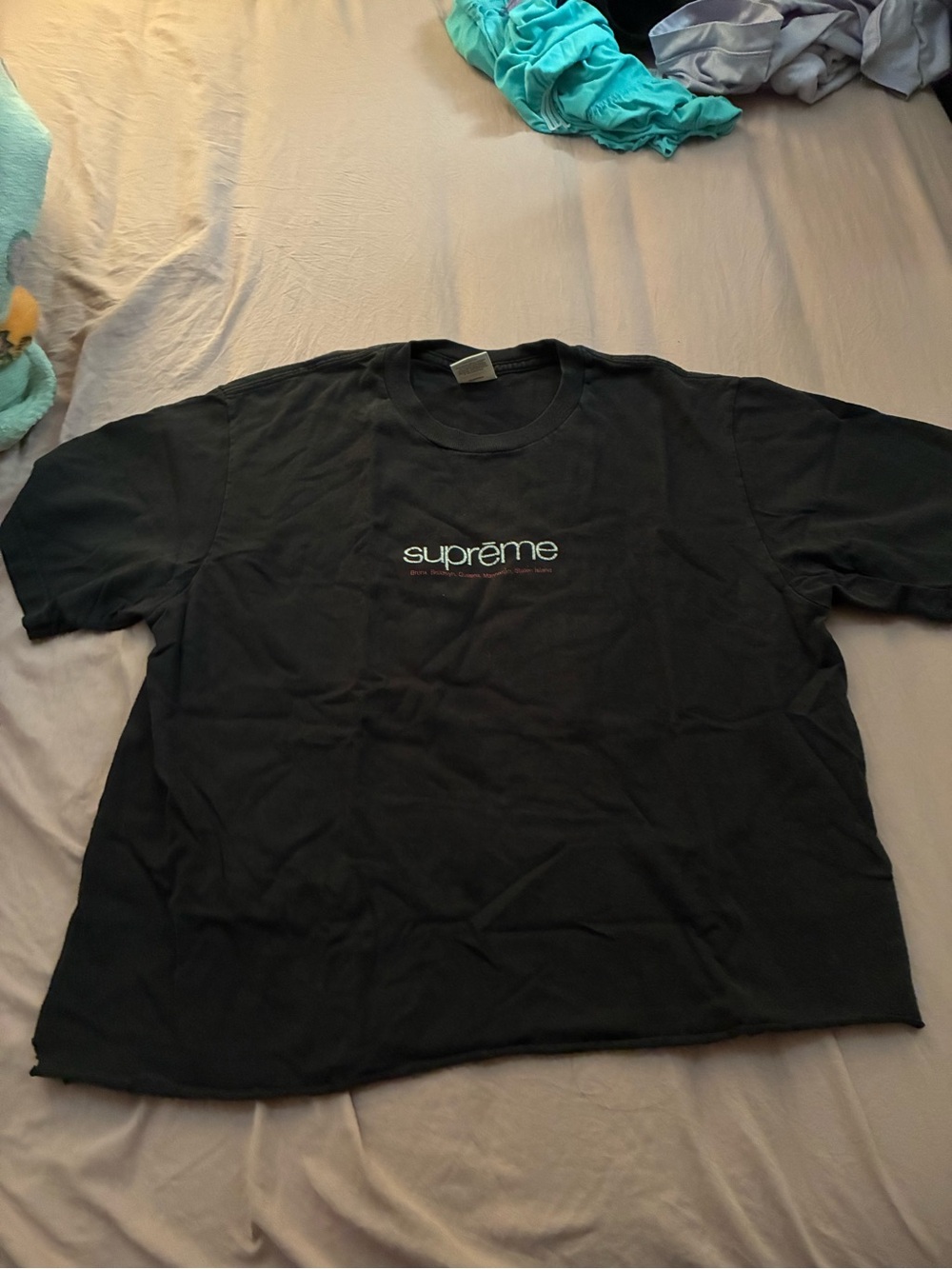 Supreme Black Tee with Center Script Logo